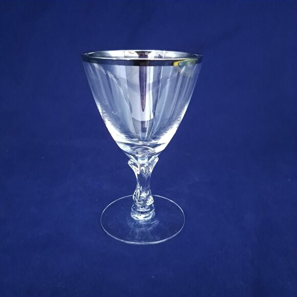 Fostoria Wedding Ring Clear Crystal Juice Glass With Platinum Trim - Picture 2 of 9